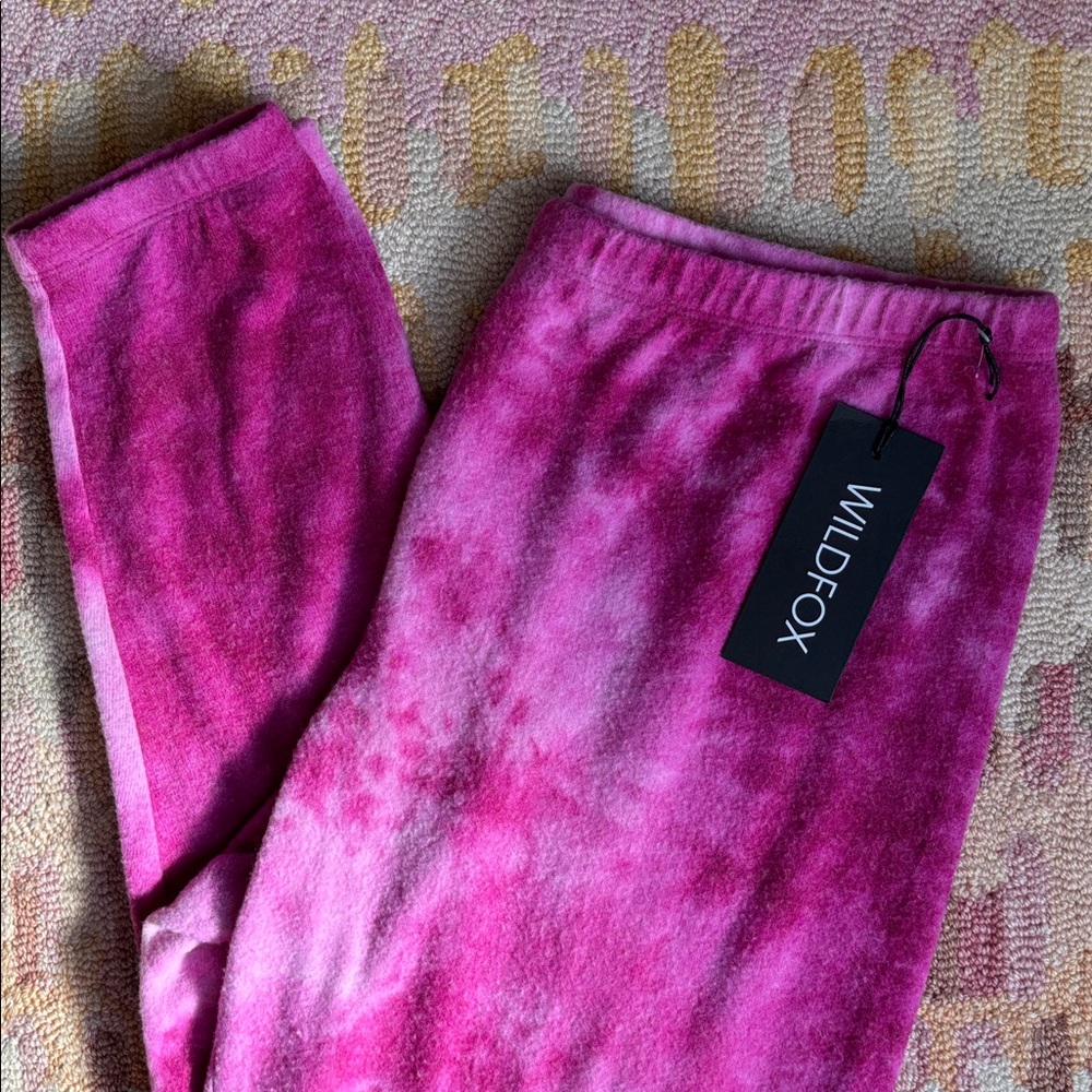 Wildfox Love Potion Knox Tie Dye Wash Hot Pink Knit Joggers LG NWT cozy comfy - Picture 2 of 14